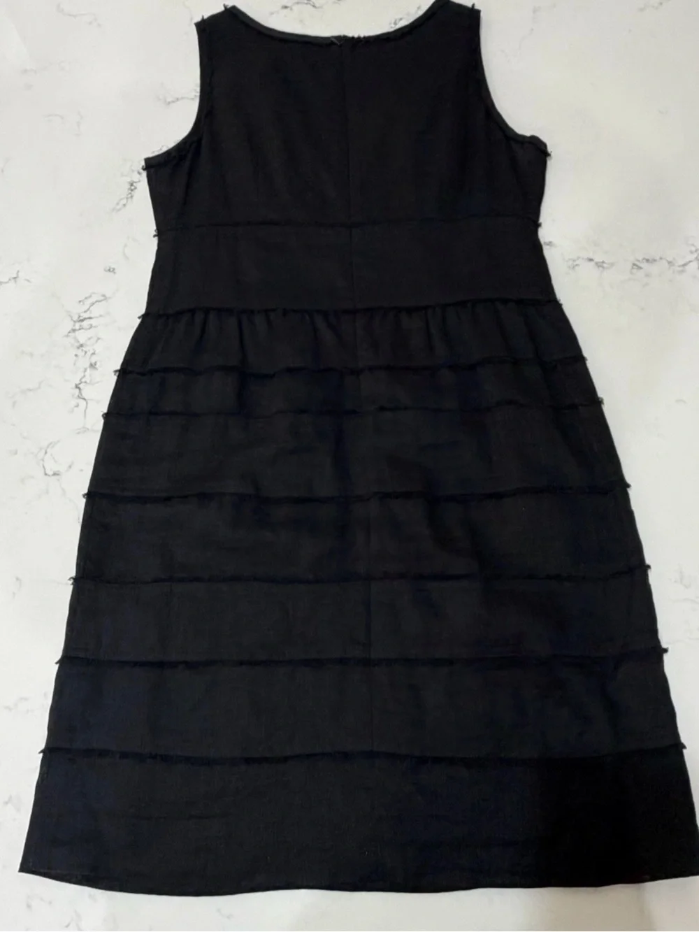 Talbots Black Sleeveless V-Neck Tiered Midi Dress